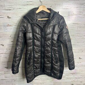 Guess Quilted Lightweight Puffer Coat black brown size small